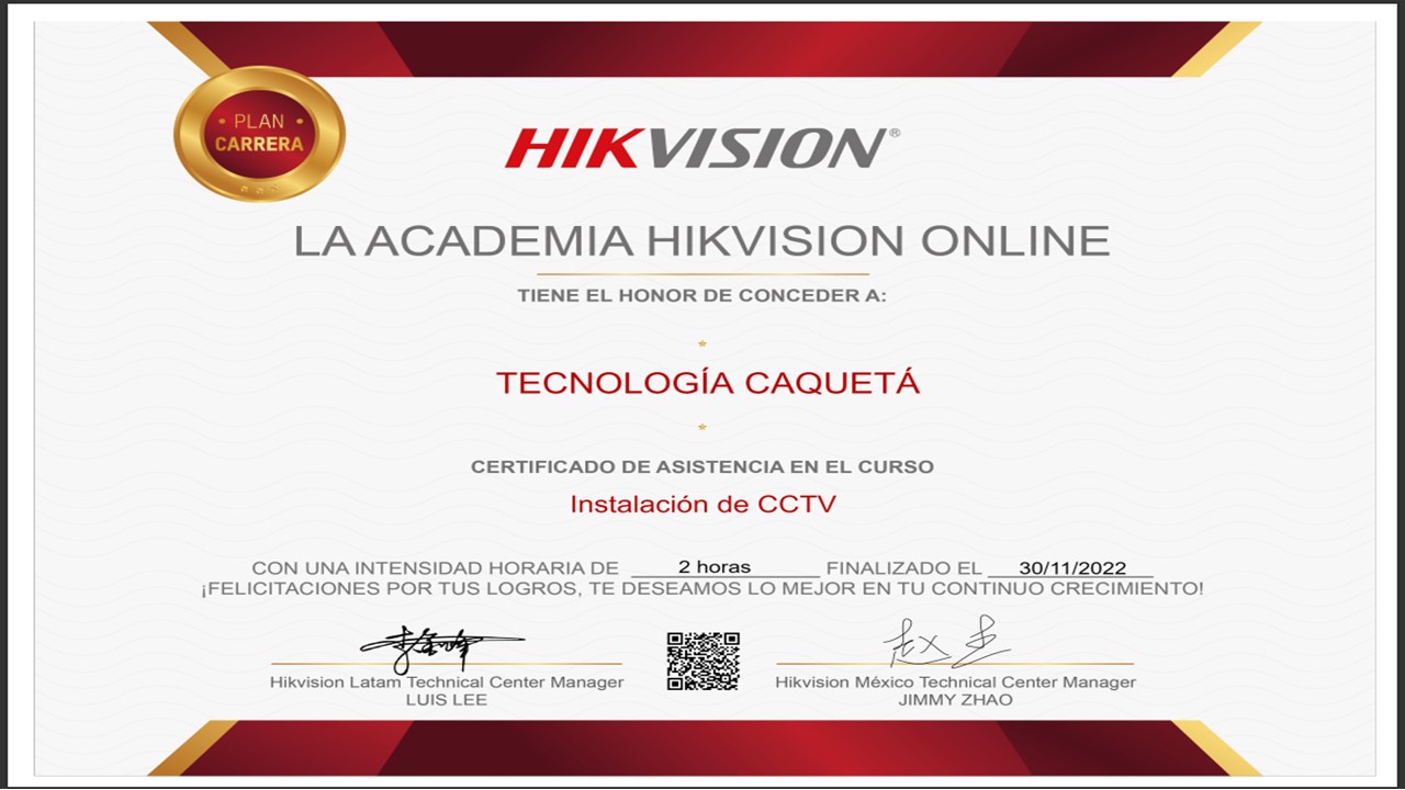 HIKVISION CERTIFICA a TECNOLOGIA CAQUETA - Instalacion CCTV HIKVISION CERTIFICA a TECNOLOGIA CAQUETA - Instalacion CCTV