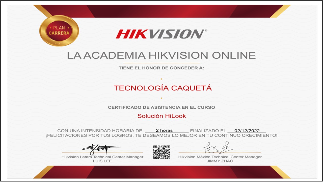HIKVISION CERTIFICA a TECNOLOGIA CAQUETA - Solucion Hilook HIKVISION CERTIFICA a TECNOLOGIA CAQUETA - Solucion Hilook